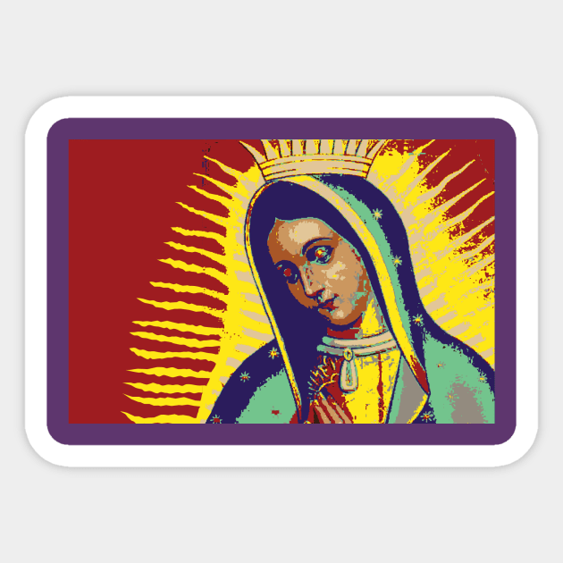 Modern Virgin of Guadalupe Sticker by Work for Justice